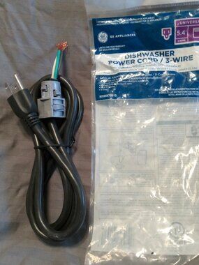 Genuine GE Universal 3-wire / 3-prong Dishwasher Power Cord 5.4ft (# WX09X70910)